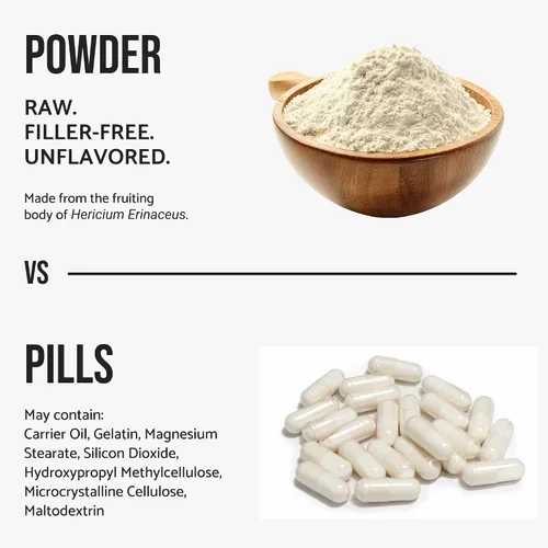 Vista 6 de Polvo orgánico de hongo de melena de león en polvo para cuerpo fructífero, superalimento liofilizado, polisacáridos naturales sin sabor