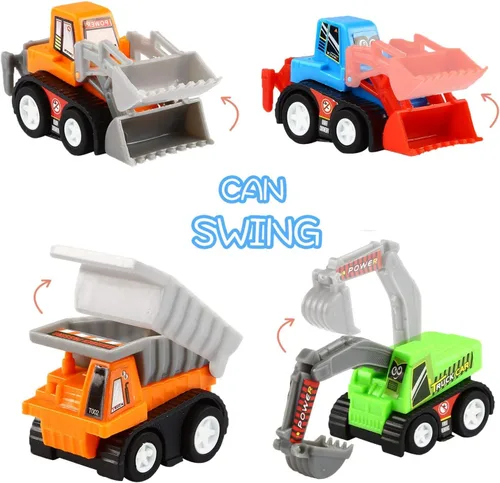 Vista 5 de Juego de 20 piezas surtidas de mini camión de juguete y auto de carreras, juego de vehículos de construcción para niños, regalos de fiesta