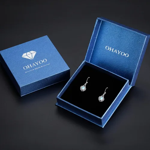 Vista 7 de OHAYOO Aretes de loto de piedra lunar para mujer, plata de ley 925, diseño de flor de loto, aretes colgantes para citas, regalos de joyería