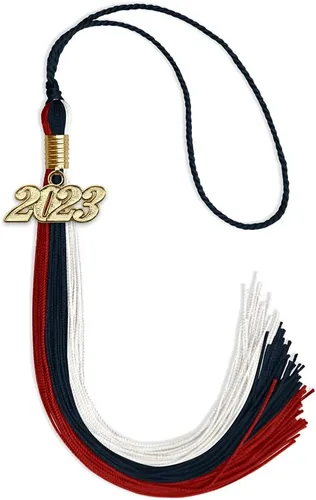 Vista 55 de Endea - Borla de graduación de triple color con gota de fecha dorada (negro/dorado/granate, 2020)