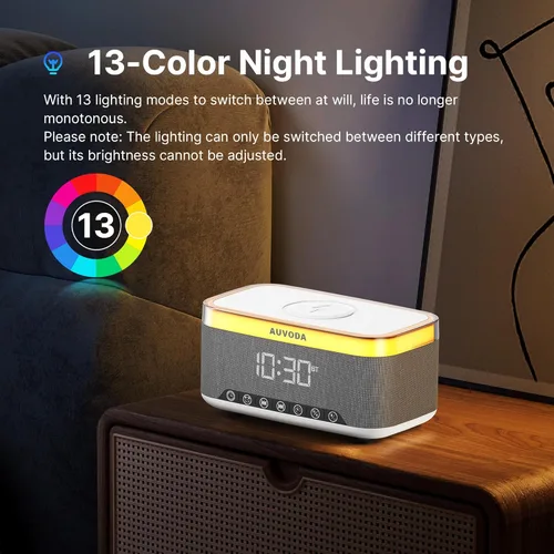 Vista 5 de Altavoz Bluetooth S300, altavoz portátil inalámbrico con carga inalámbrica de 15 W, luz nocturna de 13 colores, alarma, estéreo de 16 W, TWS, BT5.3