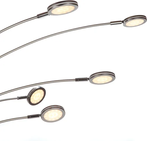 Vista 9 de Brightech Orion - Lámpara de pie de arco para sala de estar, lámpara de pie tipo árbol con 5 brazos ajustables, lámpara de pie de múltiples Níquel