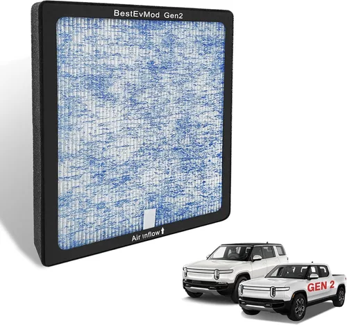 Vista 9 de BestEvMod Filtro de aire H14 Gen1 compatible con Rivian R1T y R1S 2022 2023 2024 Filtro de aire de repuesto HEPA H14, accesorios de carbón activado