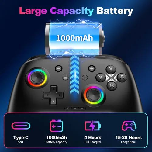 Vista 6 de Wireless Switch 2 Controller with Wake-up/C-Key, For Switch 2/1/Lite/OLED/PC/iPad/iPhone/Mac/Android/Steam/TV,Bluetooth Game Controller with