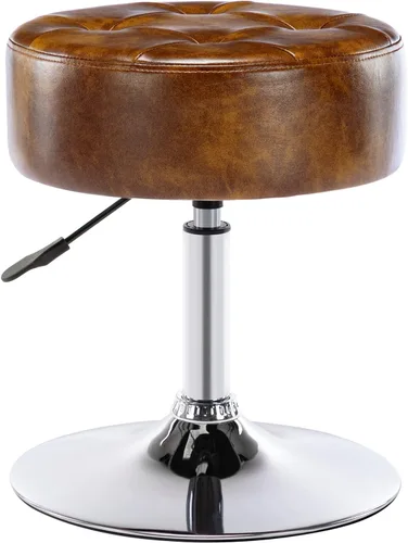 Vista 11 de DUHOME Taburete de tocador de cuero PU taburete de maquillaje silla de tocador altura ajustable taburete giratorio redondo otomano negro