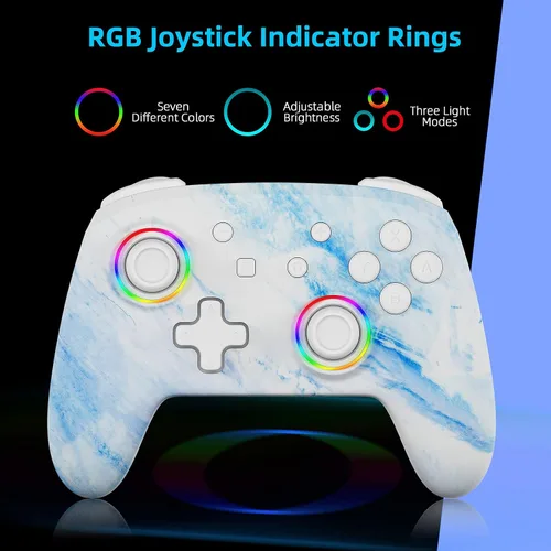 Vista 2 de NexiGo Controlador inalámbrico (sin zona muerta) para SwitchSwitch LiteOLED, controladores Bluetooth para Nintendo Switch con vibración, movimiento