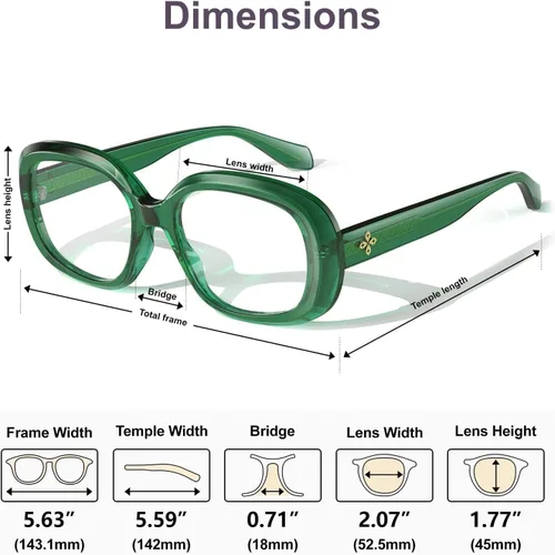 Vista 5 de VISOONE Chunky Oversized Blue Light Blocking Glasses for Women Men Lavinia