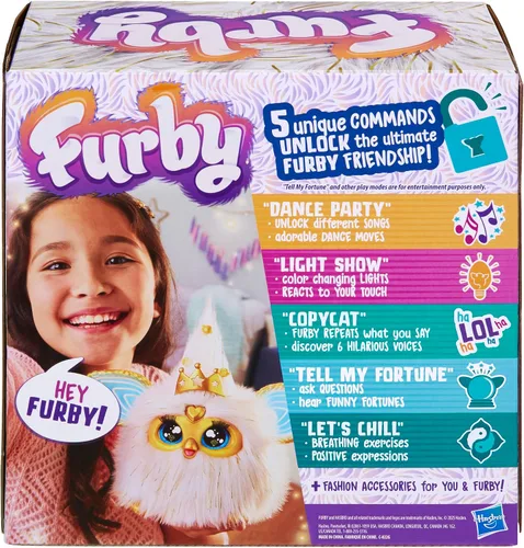 Vista 11 de Furby Gold Glam - Juguetes interactivos de peluche para niñas y niños de 6 años en adelante, animatrónico activado por voz, habla inglés y furbish