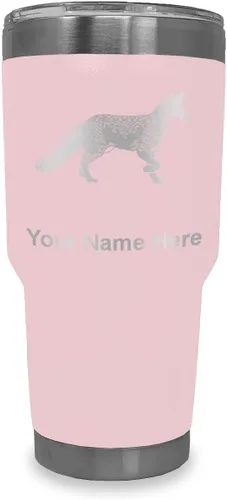 Vista 24 de LaserGram Vaso aislado al vacío de 20 onzas, zorro, grabado personalizado incluido (negro)