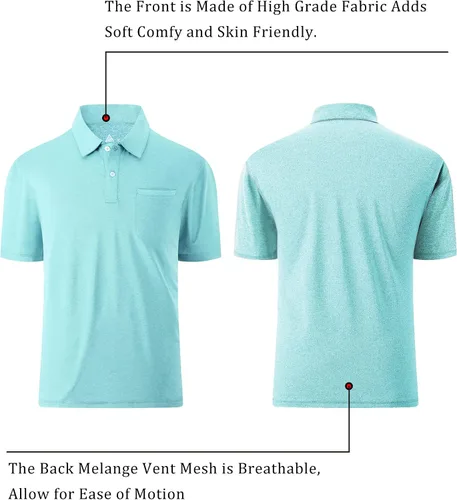 Vista 18 de V VALANCH Polo de golf de manga corta para hombre, estilo casual, con cuello que absorbe la humedad