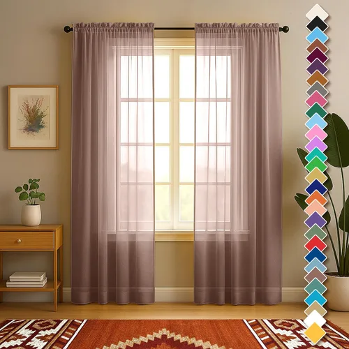 Vista 15 de YHSF Cortinas traslúcidas – Juego de 2 paneles para decoración del hogar – Elegantes cortinas de gasa sólida con bolsillo para barra