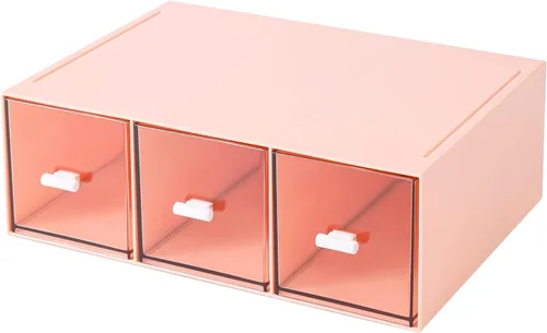 Vista 9 de MILULUGO Organizador de plástico con 3 cajones para almacenamiento de cosméticos, organizador de escritorio, organizador de maquillaje para esmalte
