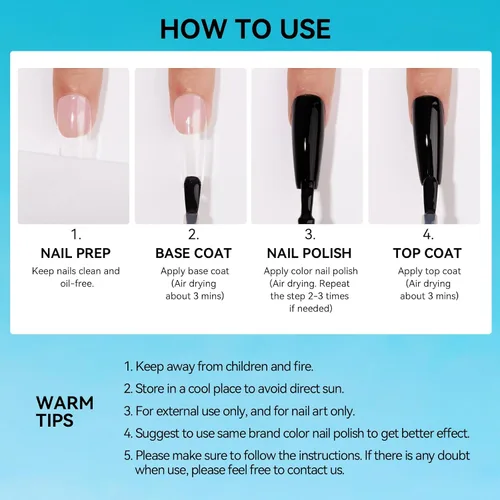 Vista 7 de MIZHSE Esmalte de uñas base y capa superior de secado rápido, 15 ml 0.5 fl oz Esmalte de uñas básico no gel de secado al aire rápido, protector