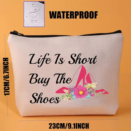 Vista 4 de JYTAPP Bolsa de maquillaje para amantes de los zapatos, bolsa de maquillaje de tacón alto, bolsa de cosméticos novedosa para mujer, mujer, niña