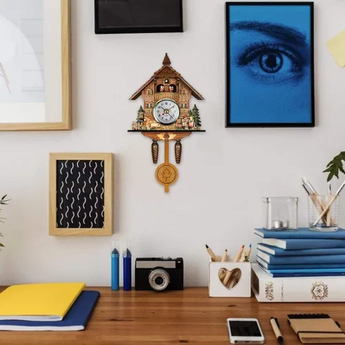 Vista 7 de Reloj de cuco antiguo de madera de cuco, casa de pájaros, reloj de pared, decoración del hogar, reloj de cuco colgante, péndulo oscilante
