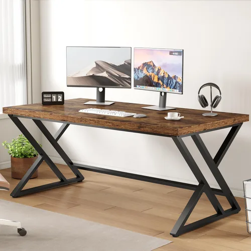 Vista 15 de LVB Escritorio moderno negro de la oficina del metal y de madera