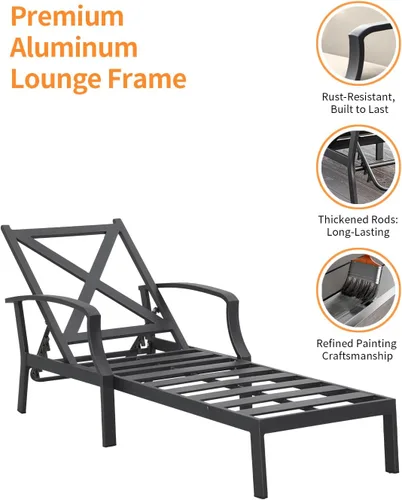 Vista 6 de Sillón de piscina, tumbona al aire libre de aluminio, Gunmetal
