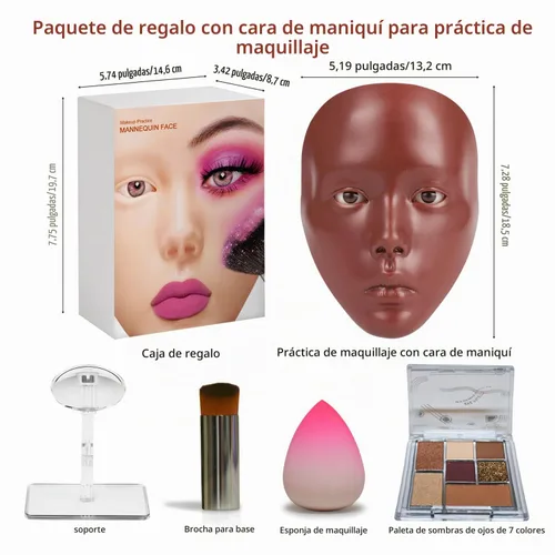 Vista 6 de Cara de práctica de maquillaje de silicona, maniquí 5D para sombra Maquillaje Práctica De Cara Completa Negro