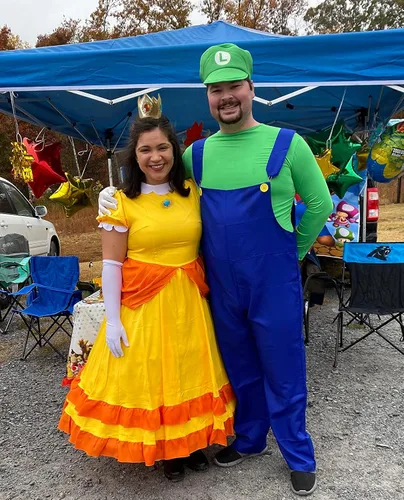Vista 6 de Disfraz de princesa melocotón para mujer, vestido de cosplay de Super Brothers para adultos