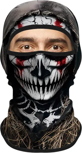 Vista 11 de Pasamontañas para hombres y mujeres, para verano, motocicleta, ciclismo, pesca Calavera 04
