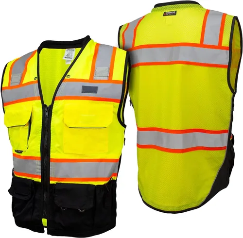 Vista 3 de SU500 Premium Surveyors Clase 2 Chaleco resistente, bolsillos para tableta y acolchado para el cuello