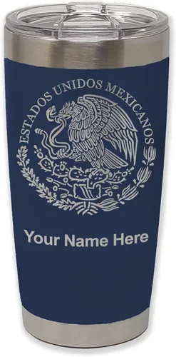 Vista 19 de LaserGram - Vaso personalizado de 20 onzas, bandera de México (negro)