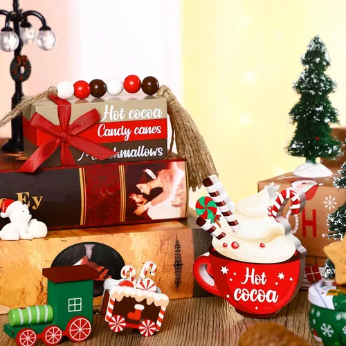 Vista 4 de Bucherry Bandeja escalonada de Navidad, 5 piezas, decoración de libros