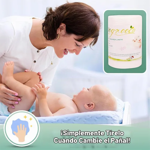 Vista 7 de wegreeco Revestimientos de pañales sin perfume, sin fragancia y sin cloro, 100 hojas por rollo (1 rollo)