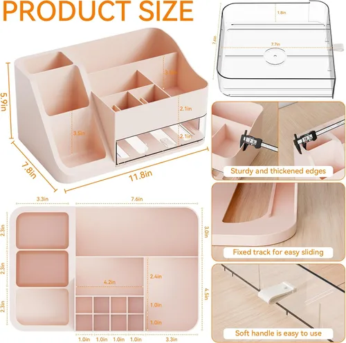 Vista 3 de Yieach Organizador de maquillaje de encimera para tocador, baño, tocador, organizador grande de almacenamiento de maquillaje y organizador