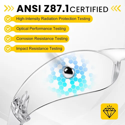Vista 4 de Paquete de 100 lentes de seguridad transparentes, ANSI Z87.1, resistentes a los arañazos, a granel, para hombres y mujeres, lentes transparentes