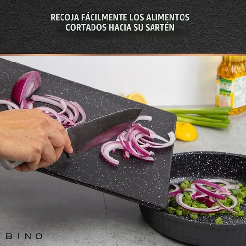 Vista 4 de BINO - Tabla de cortar de 3 piezas Plástico libre de BPA, duradero, multiusos, de doble cara, apto para lavavajillas, fácil de limpiar Granito