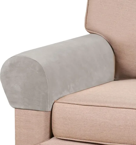 Vista 19 de PrinceDeco 2 Pack Thick Velvet Stretch Armrest Covers for Chairs and Sofas, Non Slip, Blue