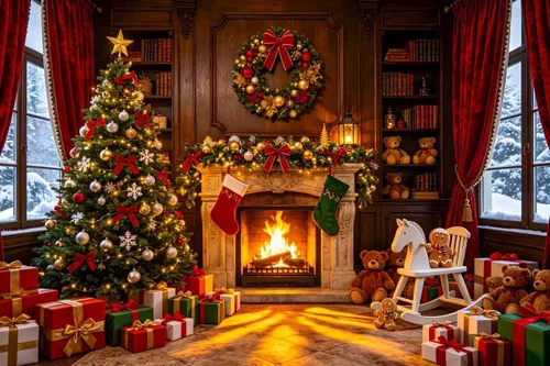 Vista 2 de Christmas Backdrop 7x6ft for Christmas Party Decor&Photography Thicker Vinyl Clarity Image Details Christmas Window Backdrop Xmas Tree Santa Gifts
