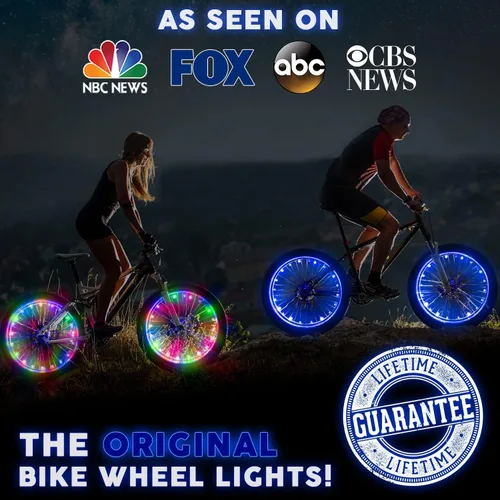 Vista 3 de Activ Life Paquete de 2 luces LED para ruedas de bicicleta con baterías incluidas, obtén un 100% más brillante y visible desde todos los ángulos