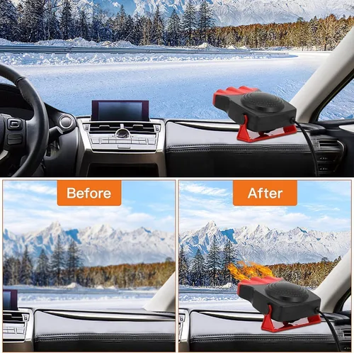 Vista 2 de Leaflai Calentador de automóvil de 12 V, ventilador de calefacción o enfriamiento rápido 2 en 1, descongelador de calentamiento rápido, enchufe