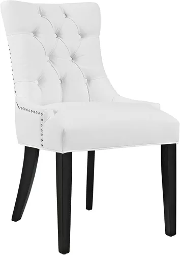 Vista 11 de Regent - Silla de comedor de cuero vegano copetudo en color gris