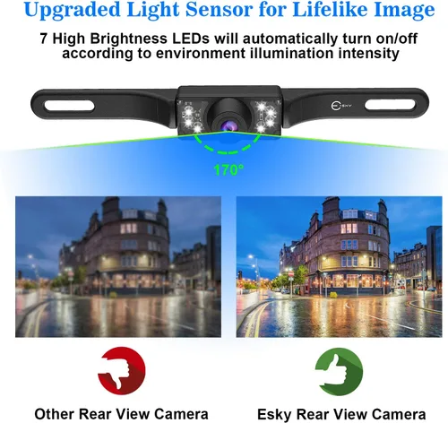 Vista 11 de Cámara de visión trasera con 7 LED de infrarrojos de alta definición visión nocturna impermeable ángulo de visión amplia de color placa de automóvil