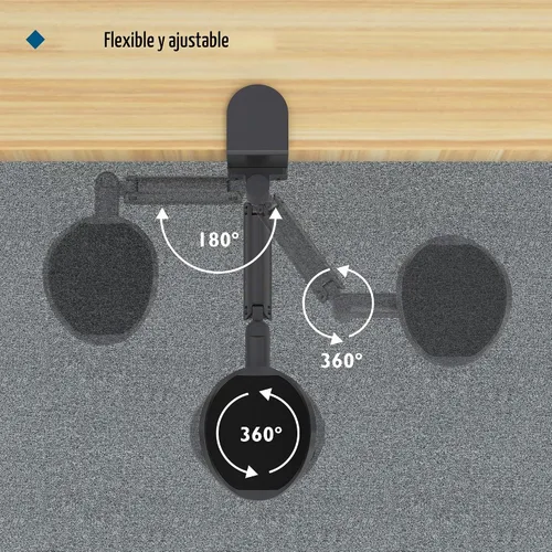 Vista 4 de BONTEC Reposabrazos ajustable para escritorio, almohadilla ergonómica para codo, soporte de brazo de escritorio giratorio de 360° y extensible