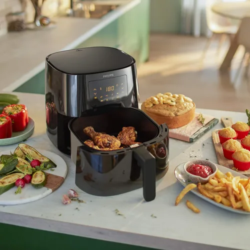 Vista 3 de Philips Essential Airfryer XL - Freidora digital de capacidad de 2.65 libras/6.2 litros con tecnología de aire rápido, diseño de estrella de mar