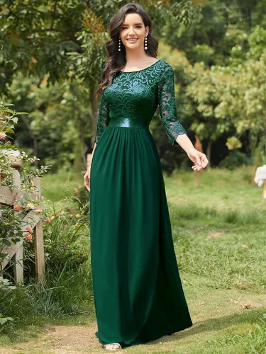 Vista 4 de Ever-Pretty - Vestido largo elegante para dama de honor, con cintura imperio, manga de 34, 07412