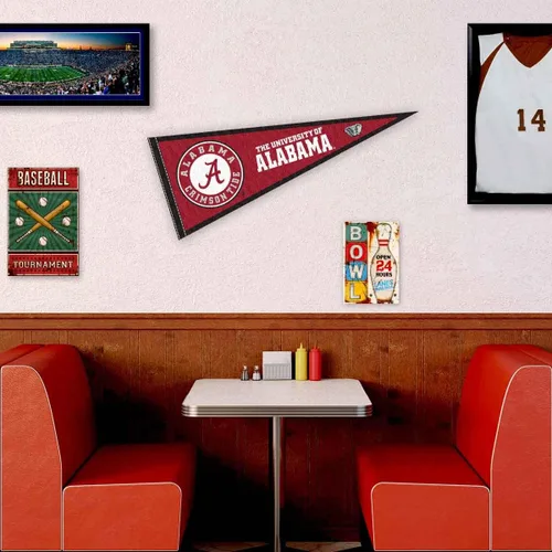 Vista 3 de Bandera de banderín con logotipo de la Universidad de Alabama Crimson Tide Circle