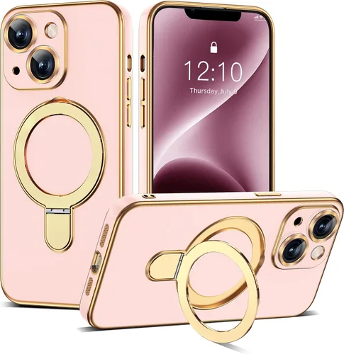 Vista 70 de Funda compatible con iPhone 12 con soporte de anillo magnético invisible [compatible con Mag-Safe] [Protector completo de lente de cámara] Funda