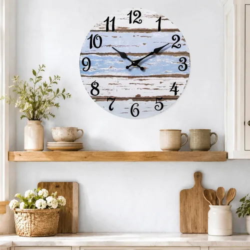 Vista 9 de 8 Inch Silent Wall Clock, Battery Operated, Blue White A-blue White