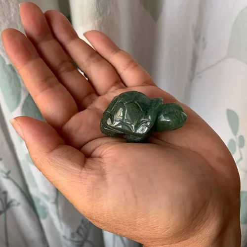 Vista 3 de Figura de tortuga de cristal, estatua de bolsillo de tortuga, tamaño pequeño