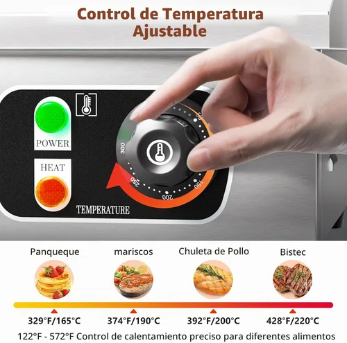 Vista 3 de Plancha eléctrica comercial de 29 pulgadas, parrilla de 110 V 3000 W, parrilla de placa caliente de parrilla plana, control termostático ajustable