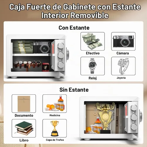 Vista 3 de Caja de seguridad pequeña, caja de seguridad para el hogar para dinero, efectivo y documentos con bolsa ignífuga e impermeable, pequeñas cajas