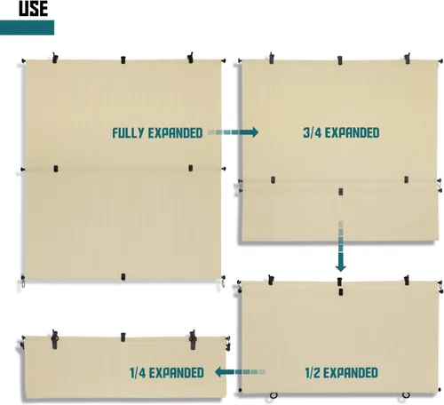 Vista 2 de Bynbbur Persianas enrollables plegables de 4 pies de ancho x 5 pies de alto, 220 GSM, pantallas de porche enrollables, tela para terraza, pérgola