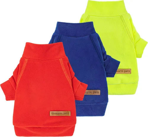 Vista 16 de Fitwarm Paquete de 3 suéteres clásicos de forro polar para perro, ropa de invierno para perros pequeños y niñas, sudadera de cuello alto para perro