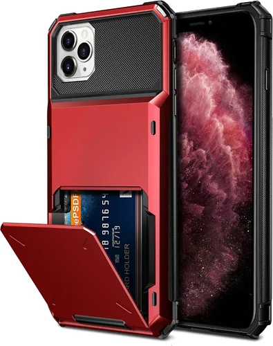Vista 8 de Vofolen Funda protectora para iPhone 11, 4 tarjetas, ranura para identificación, puerta abatible, bolsillo oculto, antiarañazos, doble capa