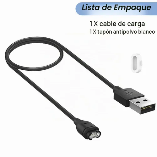 Vista 4 de Cargador para Garmin Instinct, Instinct 3 2 2S 2X, cable de carga de repuesto, cable USB con tapón antipolvo blanco para Garmin Smart Watch (1)